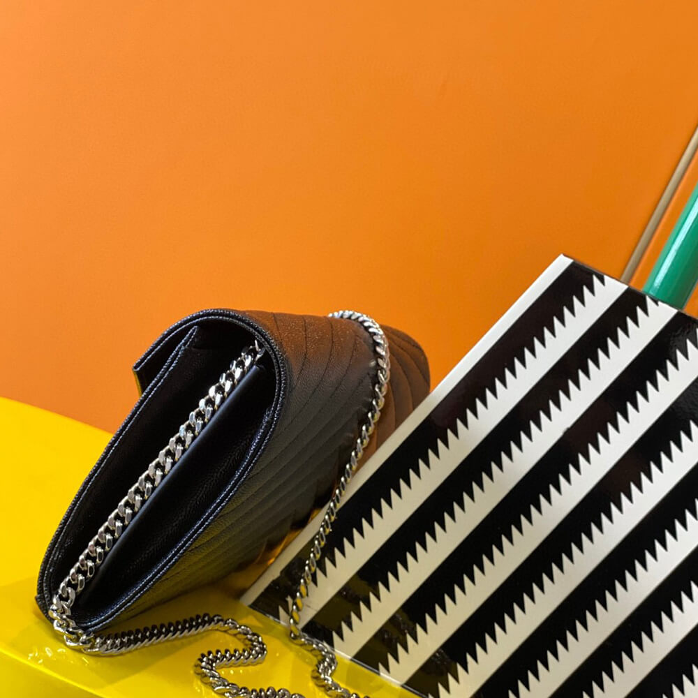 YSL classic cassandre chain wallet in grain de poudre leather(high-end grade)