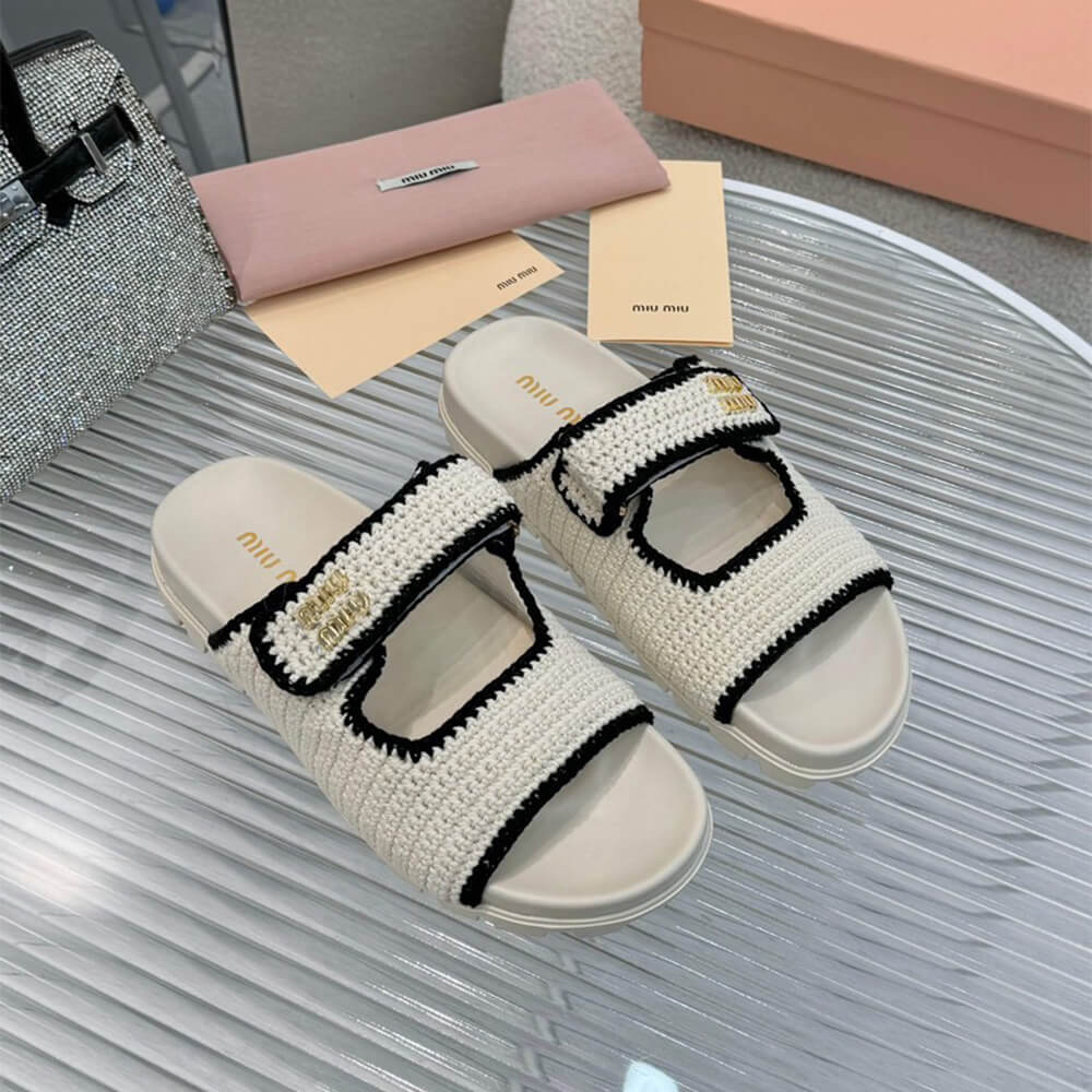 MiuMiu Crochet knit slides