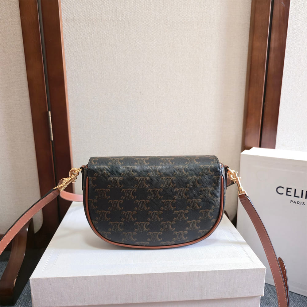 Celine FOLCO SHOULDER BAG IN Triomphe Canvas and Calfskin