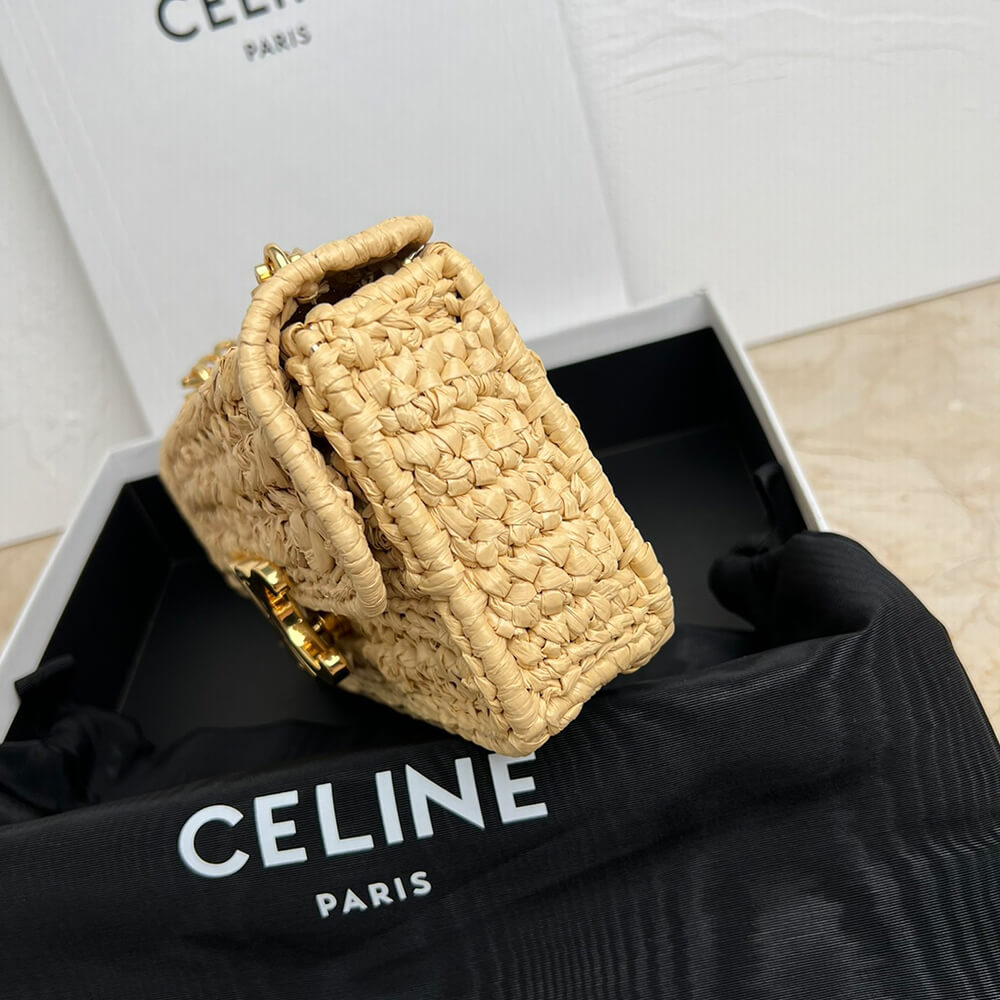 CELINE CHAIN SHOULDER BAG CLAUDE IN RAFFIA EFFECT TEXTILE(HIGH-END GRADE)