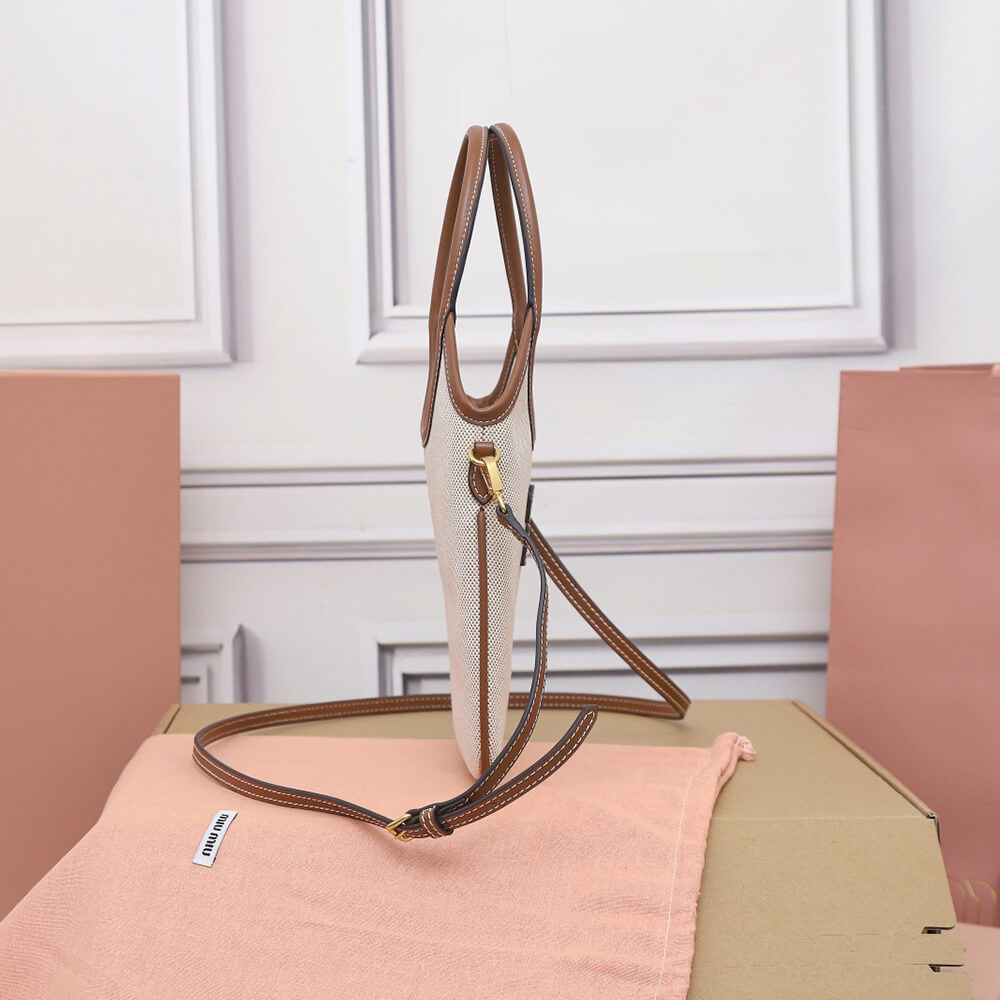 MIUMIU MINI IVY canvas and leather bag(HIGH-END GRADE)