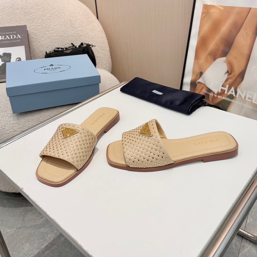 Prada Nappa leather slides with studs