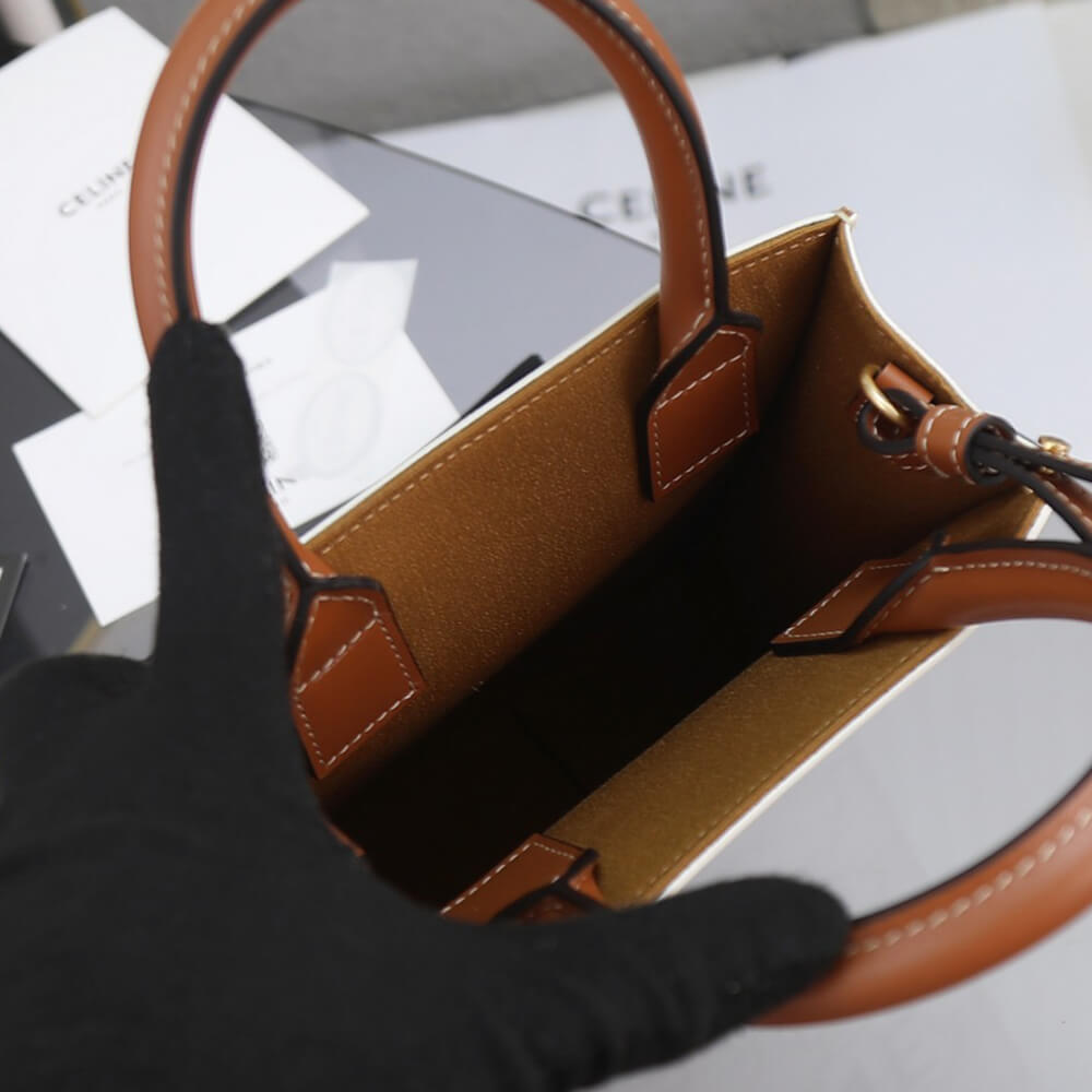 CELINE Mini Vertical Cabas IN Triomphe Canvas with Celine print