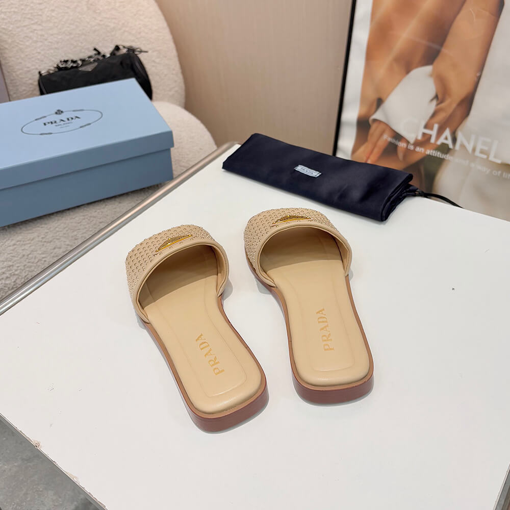 Prada Nappa leather slides with studs