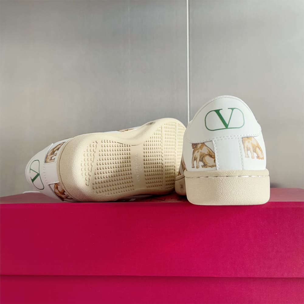 VALENTINO ROYCO Women s  LE CHAT DE LA MAISON  Patterned Soft Calfskin Sneakers